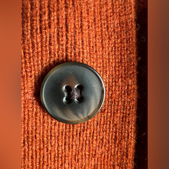 Vince Textured Cashmere Shrunken Button Cardigan In Rust Amber - M - Picture 11 of 11